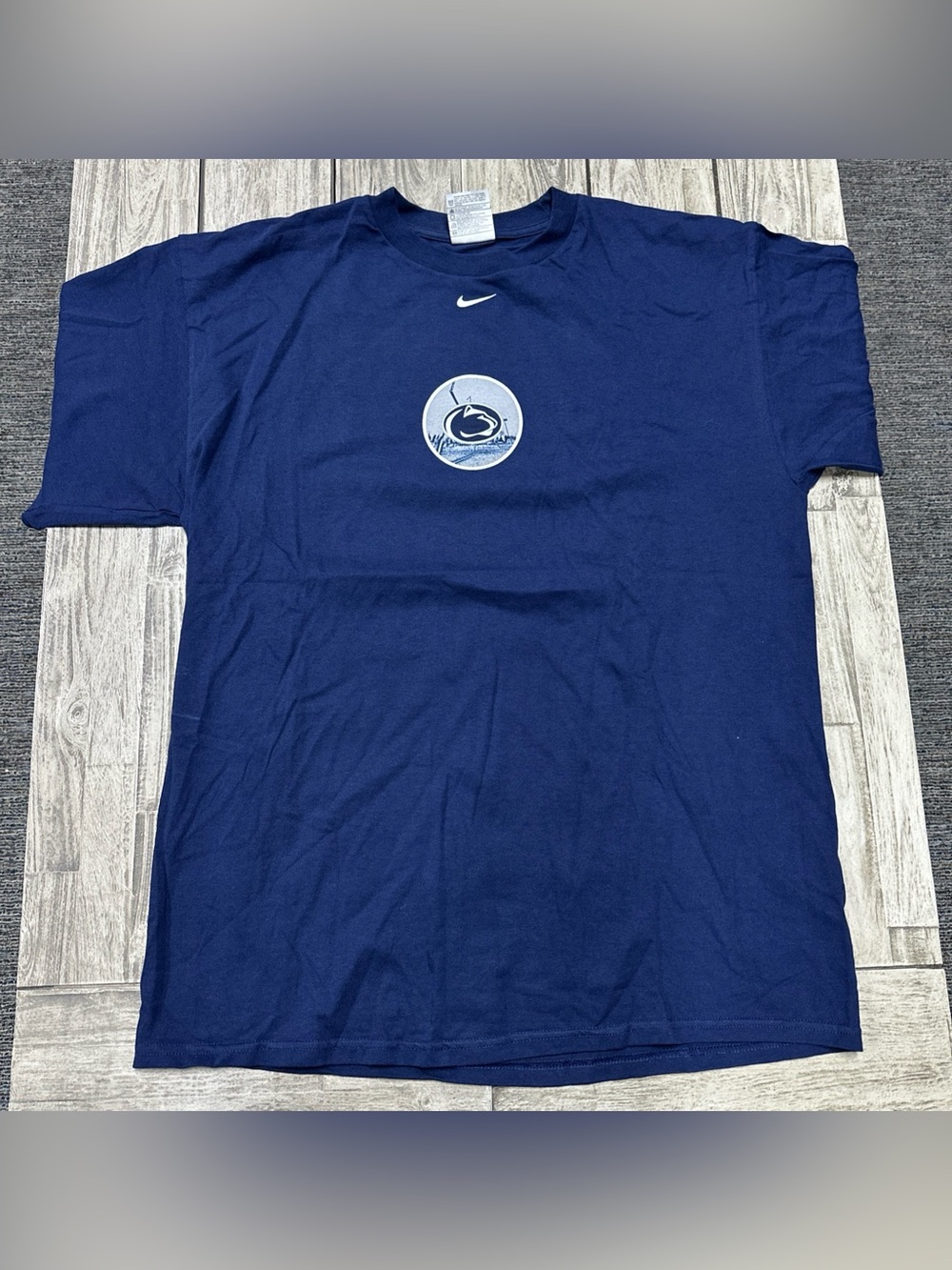 VTG Y2K Nike Penn State Nittany Lions Football Graphic Tee L Navy Center Swoosh